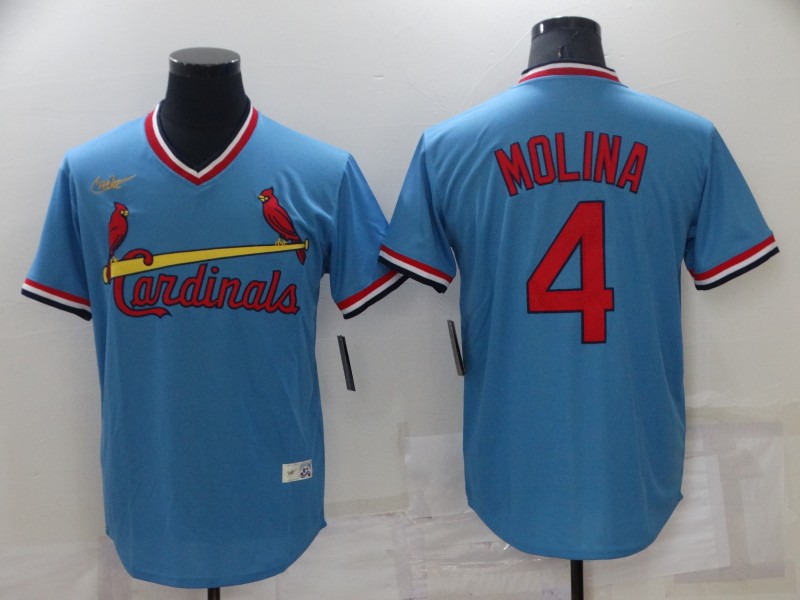 Men's St. Louis Cardinals #4 Yadier Molina Blue Cool Base Stitched Jersey Men's St. Louis Cardinals #4 Yadier Molina Blue Cool Base Stitched Jersey